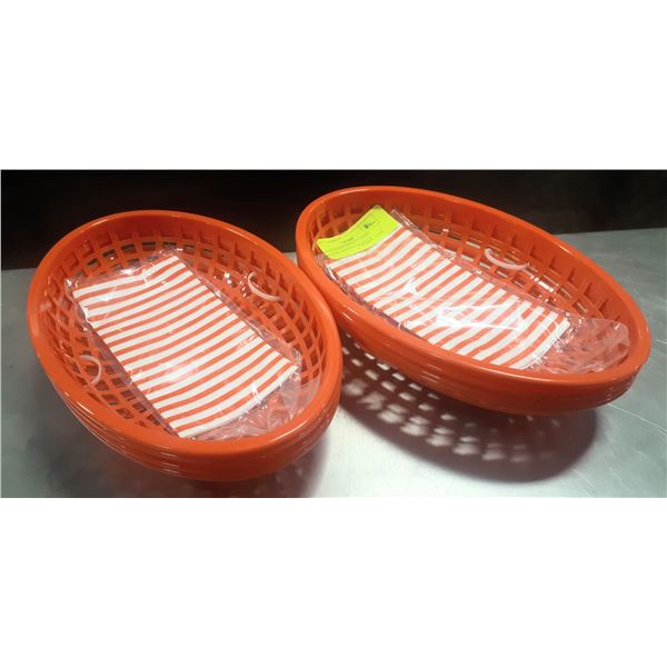 8 NEW DINER STYLE CLASSIC ORANGE SERVING BASKETS