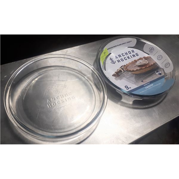 ANCHOR HOCKING 9" GLASS PIE PLATE - NEW PACK OF 2