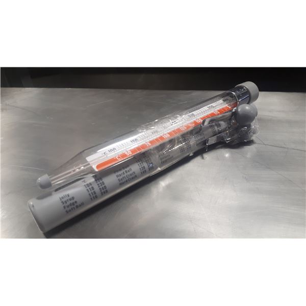GROUP OF TWO GLASS CANDY THERMOMETERS W/ CLIP