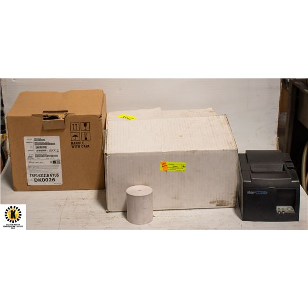 BOX OF 3" THERMAL ROLLS W/ THERMAL PRINTER