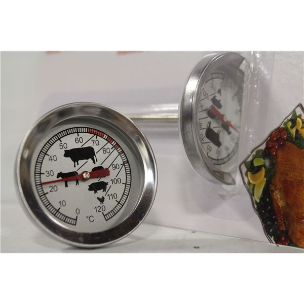 2 NEW STAINLESS STEEL MEAT THERMOMETERS
