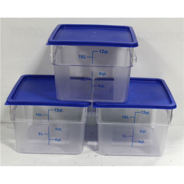 3PK-12 QT CLEAR POLY SQUARE FOOD STORAGE CONTAINER