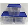 Image 1 : 3PK-12 QT CLEAR POLY SQUARE FOOD STORAGE CONTAINER