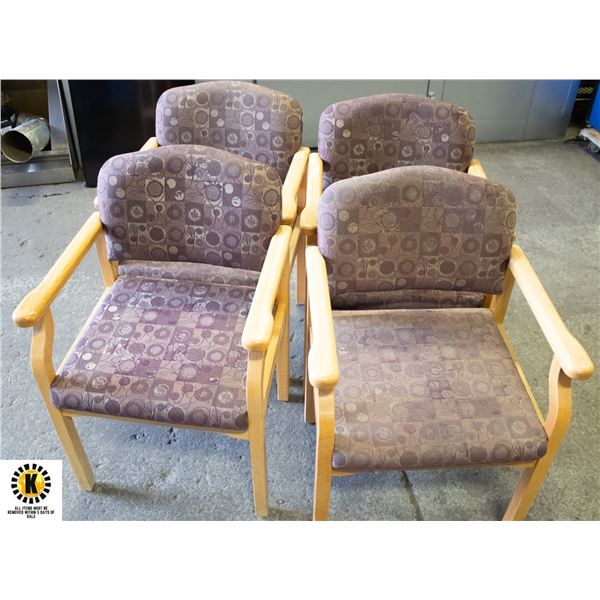 LOT OF 4 UPHOLSTERED DINNING ARM CHAIRS