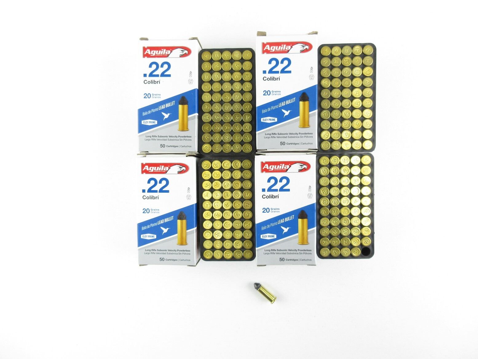 22 No Powder AGUILA .22 COLIBRI (LONG RIFLE) SUBSONIC VELOCITY POWDERLESS AMMO LOT ...