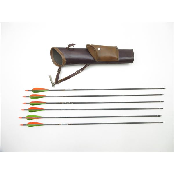 ARCHERY BELT QUIVER AND ARROWS LOT