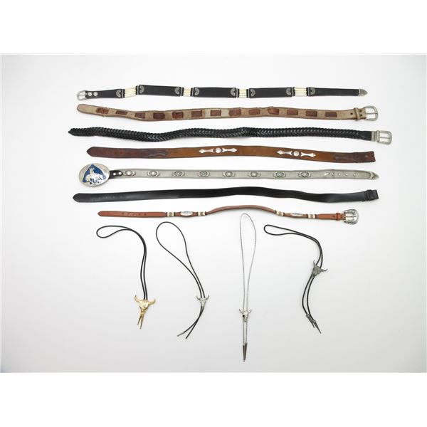 ASSORTED BELTS AND BOLO TIES LOT