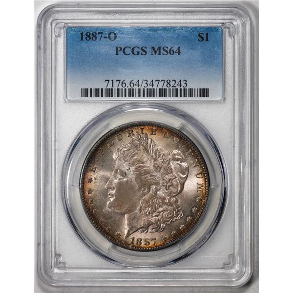 1887-O $1 Morgan Silver Dollar Coin PCGS MS64 Nice Toning