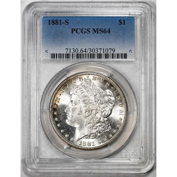 1881-S $1 Morgan Silver Dollar Coin PCGS MS64