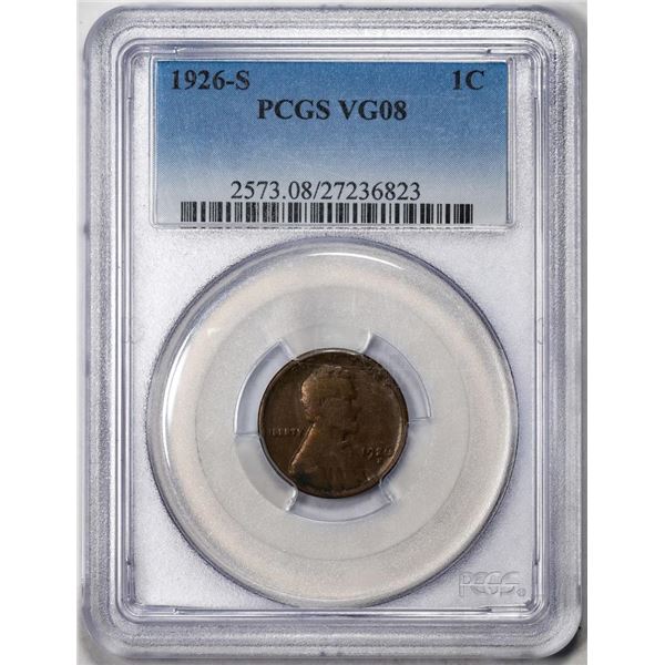 1926-S Lincoln Wheat Cent Coin PCGS VG08