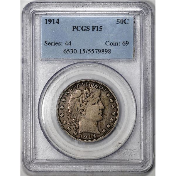 1914 Barber Half Dollar Coin PCGS F15