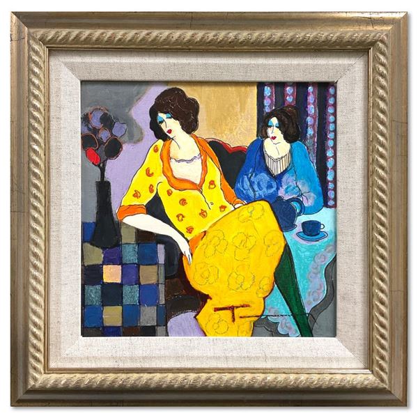 Itzchak Tarkay (1935-2012) "Sisters" Original Mixed Media on Board