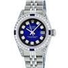 Image 1 : Rolex Ladies Stainless Steel Blue Vignette Sapphire and Diamond Datejust Wristwatch