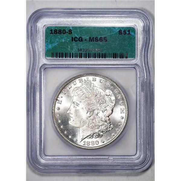 1880-S $1 Morgan Silver Dollar Coin ICG MS65
