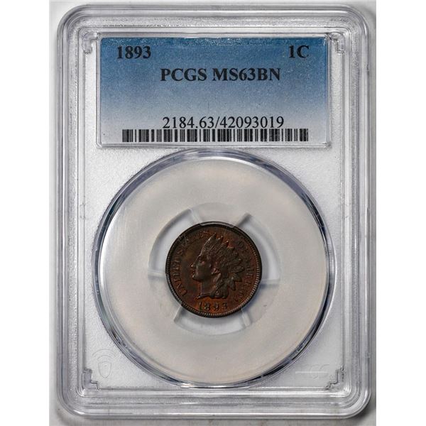 1893 Indian Cent Coin PCGS MS63BN