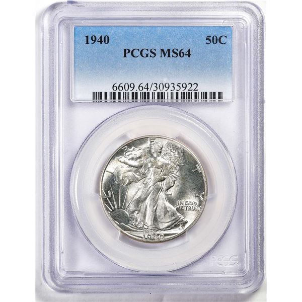 1940 Walking Liberty Half Dollar Coin PCGS MS64