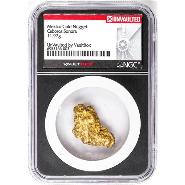 11.97 Gram Caborca Sonora Mexico Gold Nugget NGC Vaultbox Unvaulted