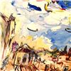 Image 2 : Wayne Ensrud "Blue Skies Over St Emilion" Original Watercolor on Paper