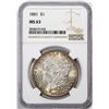 Image 1 : 1881 $1 Morgan Silver Dollar Coin NGC MS63 Nice Toning