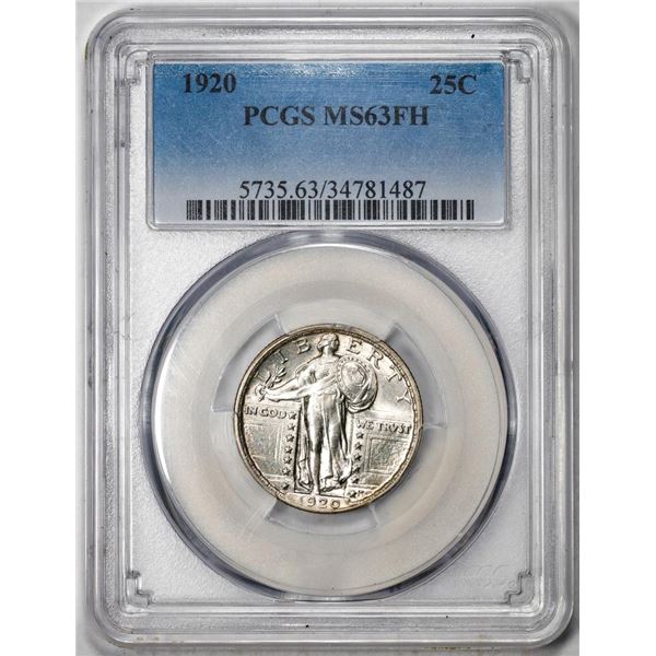 1920 Standing Liberty Quarter Coin PCGS MS63FH