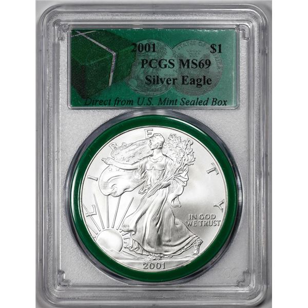 2001 $1 American Silver Eagle Coin PCGS MS69 Direct From U.S. Mint Sealed Box