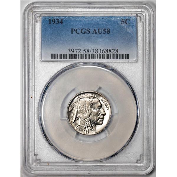 1934 Buffalo Nickel Cent Coin PCGS AU58