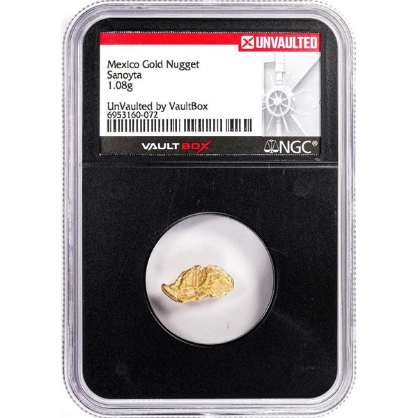 1.08 Gram Sanoyta Mexico Gold Nugget NGC Vaultbox Unvaulted
