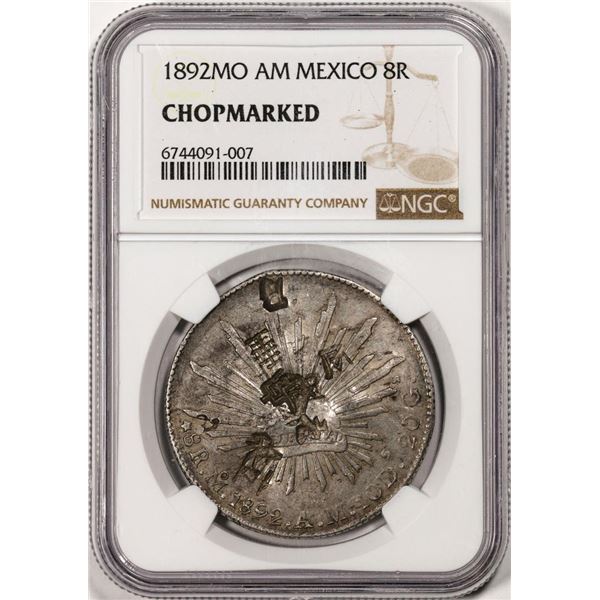 1892MO AM Mexico 8 Reales Silver Coin NGC Chopmarked