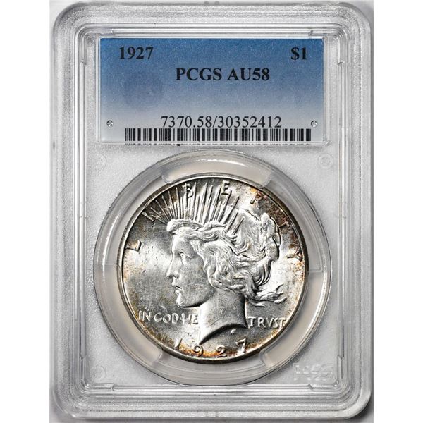 1927 $1 Peace Silver Dollar Coin PCGS AU58