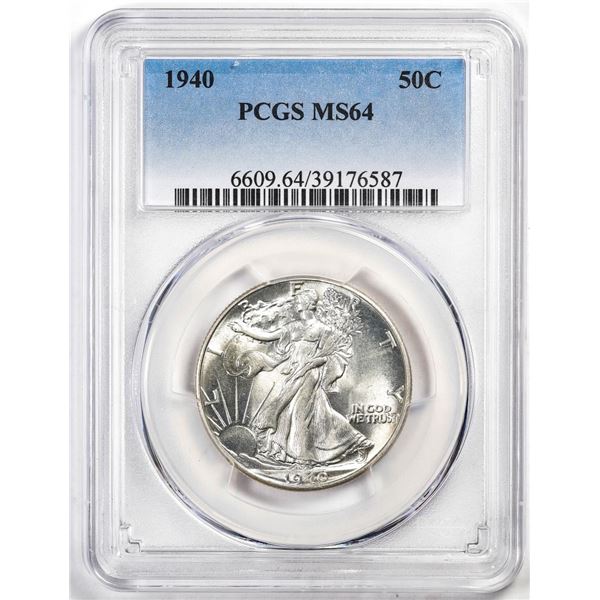 1940 Walking Liberty Half Dollar Coin PCGS MS64