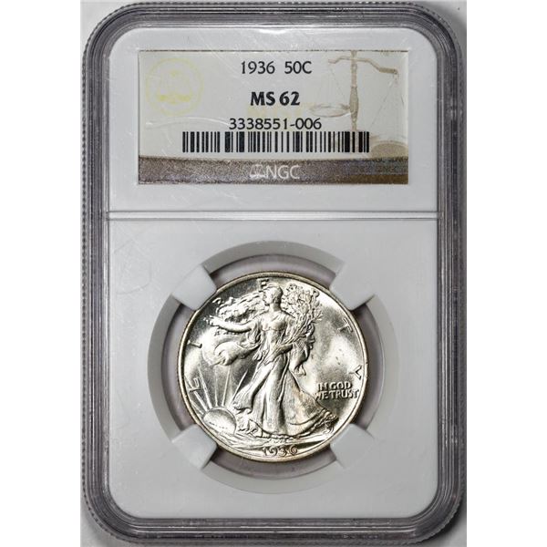 1936 Walking Liberty Half Dollar Coin NGC MS62