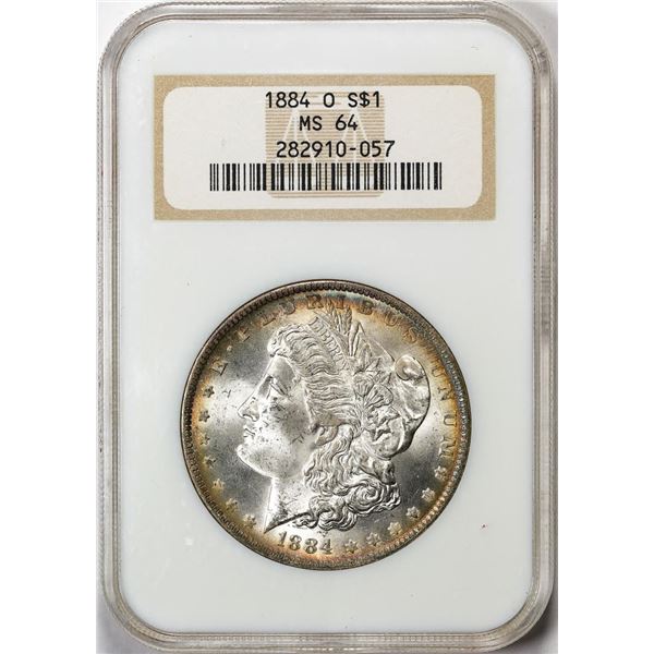 1884-O $1 Morgan Silver Dollar Coin NGC MS64 Nice Toning Old Fatty Holder