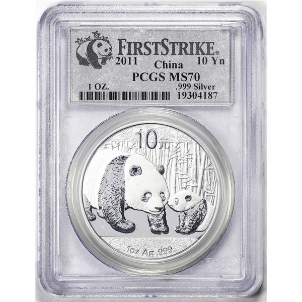 2011 China 10 Yuan Silver Panda Coin PCGS MS70 First Strike