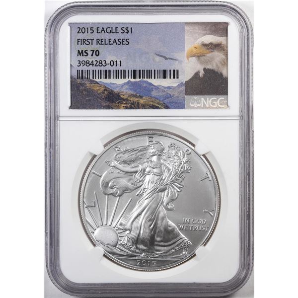 2015 $1 American Silver Eagle Coin NGC MS70 First Releases