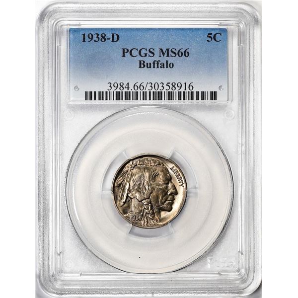 1938-D Buffalo Nickel Coin PCGS MS66