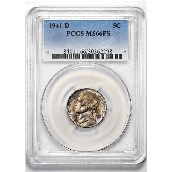 1941-D Jefferson Nickel Cent Coin PCGS MS66FS