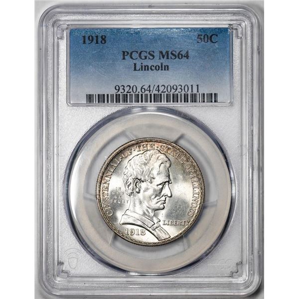 1918 Lincoln Commemorative Half Dollar Coin PCGS MS64