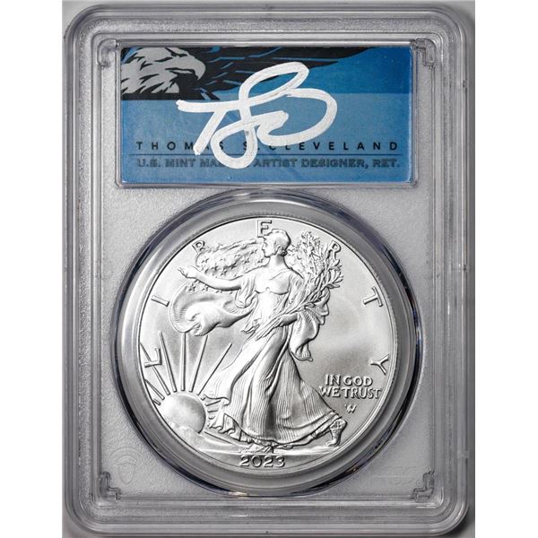 2023 $1 American Silver Eagle Coin PCGS MS70 First Day of Issue Cleveland Signature