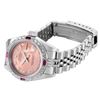 Image 4 : Rolex Ladies Stainless Steel Salmon Roman Ruby and Diamond Datejust Wristwatch