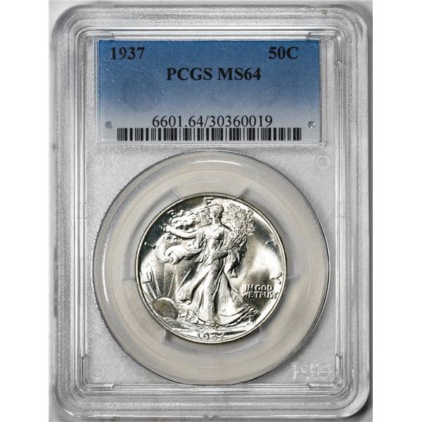 1937 Walking Liberty Half Dollar Coin PCGS MS64