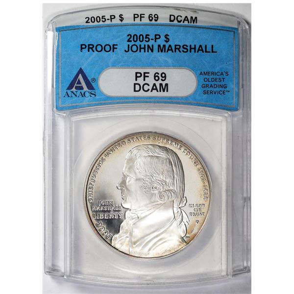 2005-P $1 Proof John Marshall Commemorative Silver Dollar Coin ANACS PF69DCAM