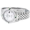 Image 8 : Rolex Mens Stainless Steel White Roman Emerald and Diamond Datejust Wristwatch