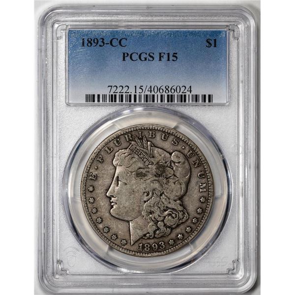 1893-CC $1 Morgan Silver Dollar Coin PCGS F15