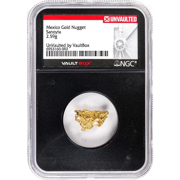 2.59 Gram Sanoyta Mexico Gold Nugget NGC Vaultbox Unvaulted