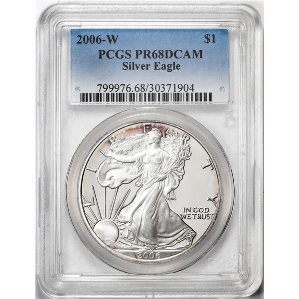 2006-W $1 Proof American Silver Eagle Coin PCGS PR68DCAM Toning