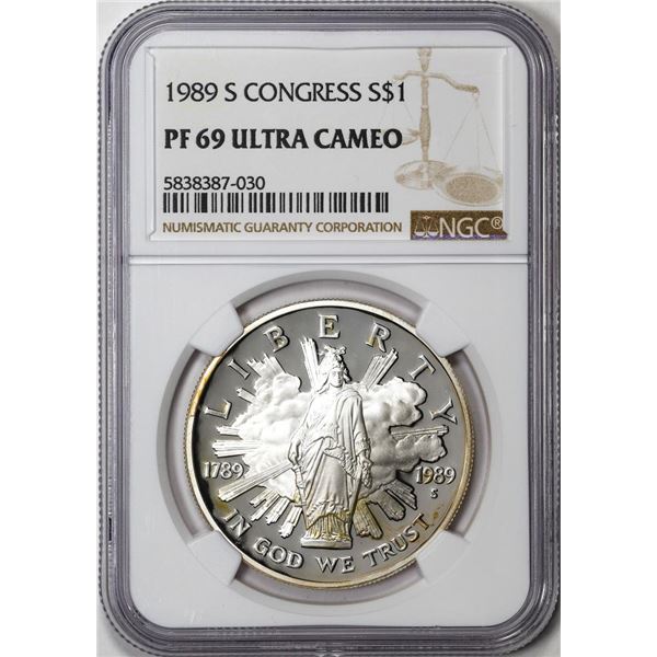 1989-S $1 Proof Congress Bicentennial Commemorative Silver Dollar NGC PF69 Ultra Cameo