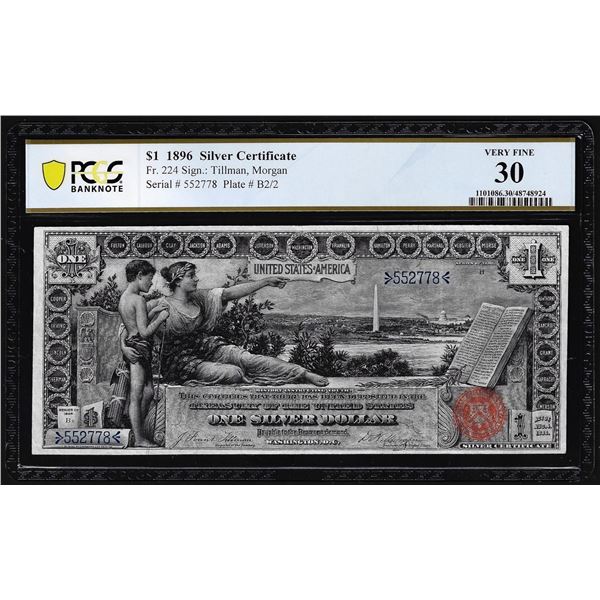 1896 $1 Educational Silver Certificate Note Fr.224 PCGS Very Fine 30