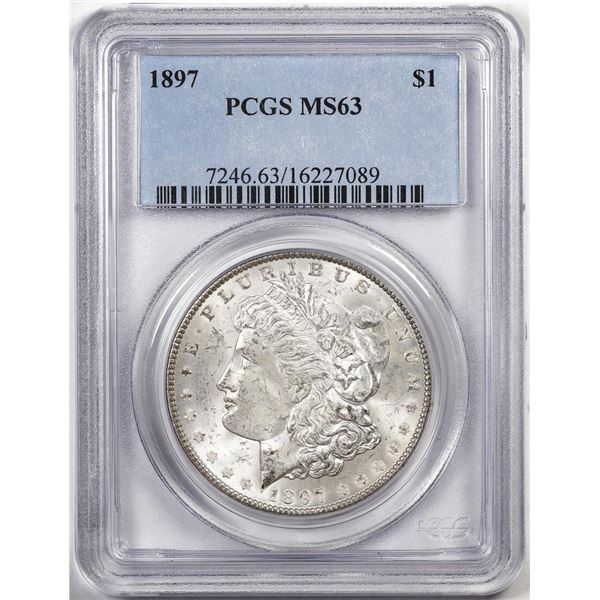 1897 $1 Morgan Silver Dollar Coin PCGS MS63