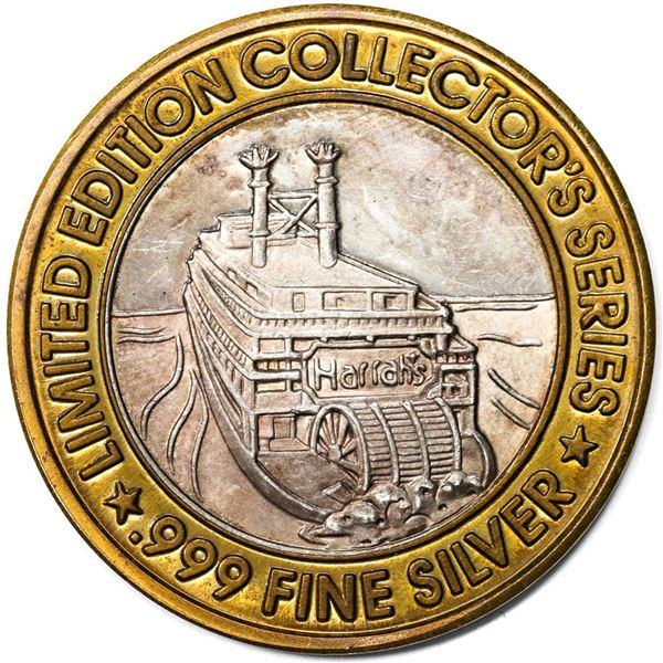 .999 Silver Harrahs Casino Tunica, Mississippi $10 Casino Limited Edition Gaming Token