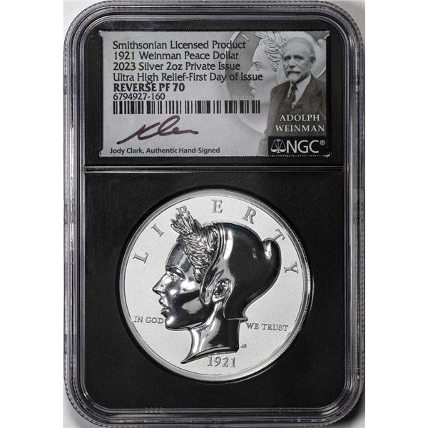 2023 Proof 1921 Weinman Peace Silver Dollar Ultra High Relief NGC Reverse PF70 FDOI